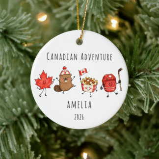 Canadian Adventure Personalised Travel Ceramic Tree Decoration