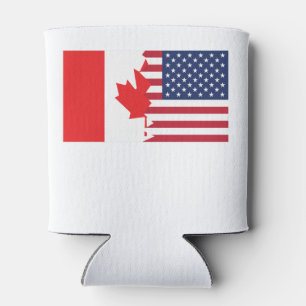 Canadian American Flag Can Cooler