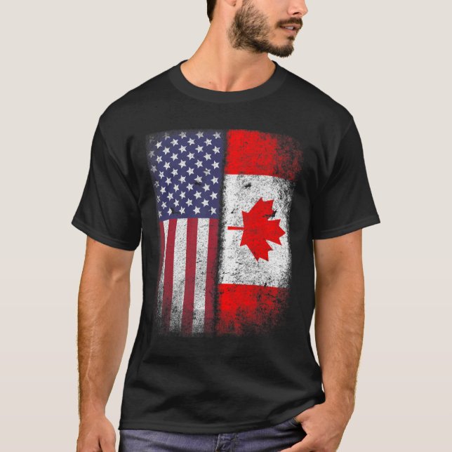 Canadian American Flag Canada Usa Roots T-Shirt.pn T-Shirt (Front)