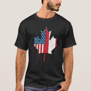 Canadian American Flag Canada Usa Roots Vintage T-Shirt