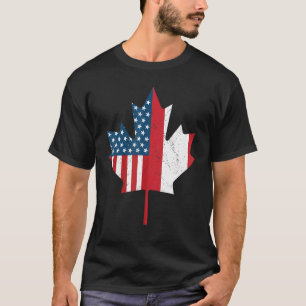 Canadian American Flag Canada Usa Roots Vintage T-Shirt