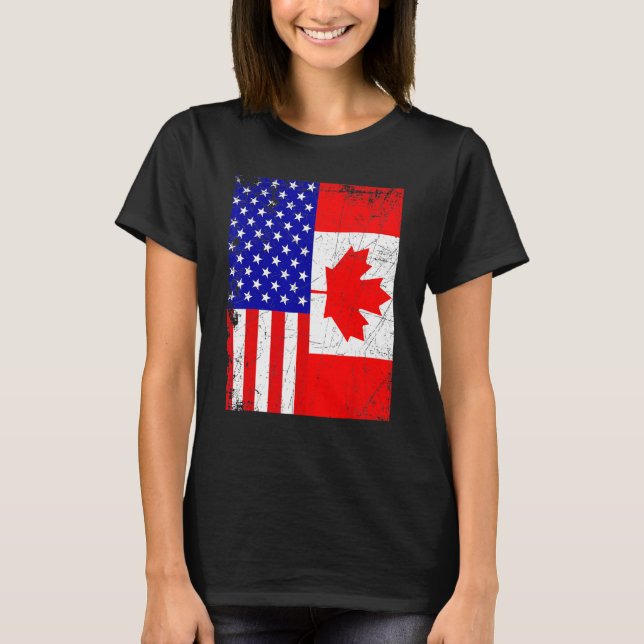 Canadian American Shirt USA Canada Flag 4th Of Jul (Front)