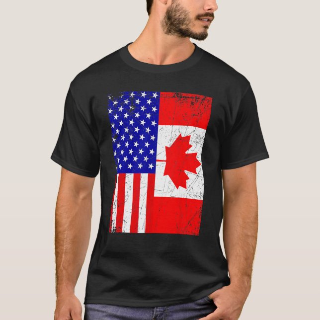 Canadian American Shirt USA Canada Flag 4th Of Jul (Front)