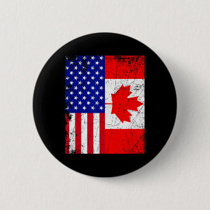 Canadian American Shirt Usa Canada Flag 4th Of Jul 6 Cm Round Badge