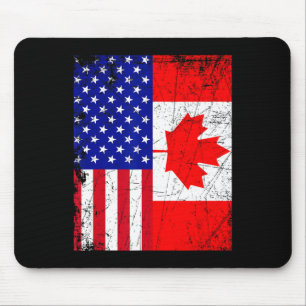 Canadian American Shirt Usa Canada Flag 4th Of Jul Mouse Mat