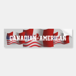 Canadian-American Waving Flag Bumper Sticker