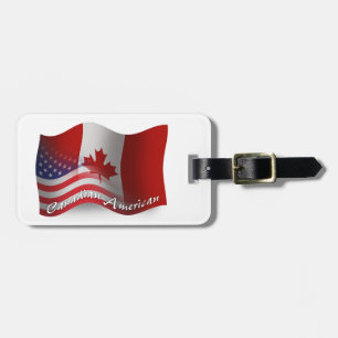 Canadian-American Waving Flag Luggage Tag