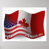 Canadian-American Waving Flag