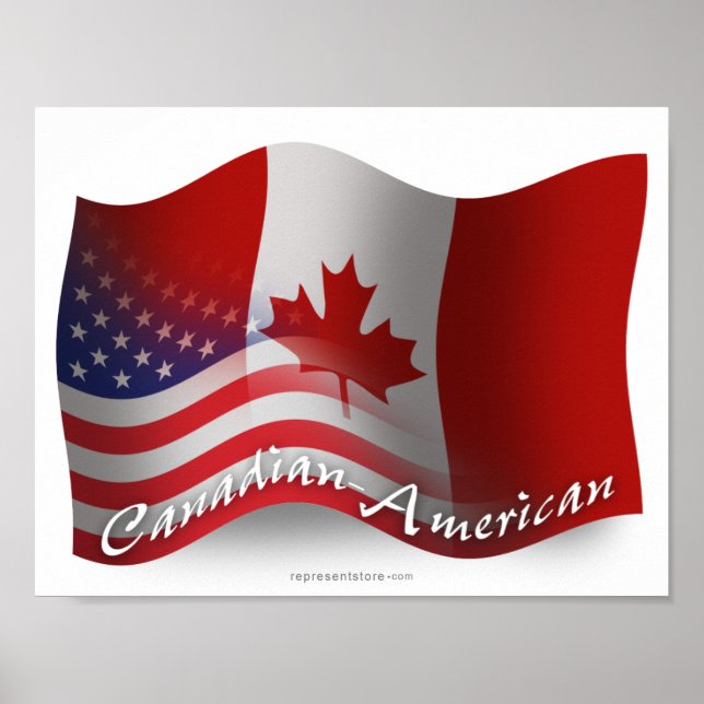 Canadian-American Waving Flag Poster (Front)