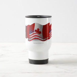 Canadian-American Waving Flag Travel Mug