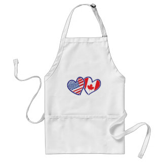 Canadian and America Flag Hearts Standard Apron