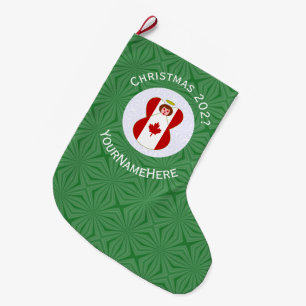 Canadian Angel Christmas Flag Personalised  Large Christmas Stocking