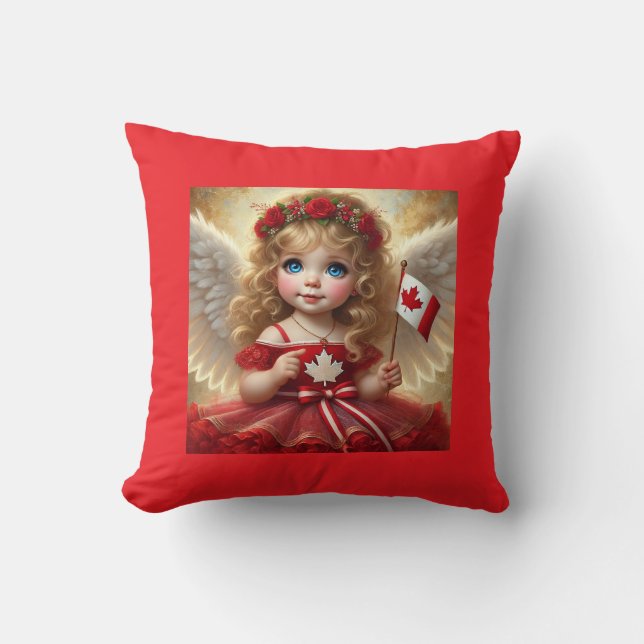 Canadian Angel Throw Pillow (Front)