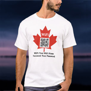 Canadian Bar Wifi Plus QR Code Plus Address on a T-Shirt