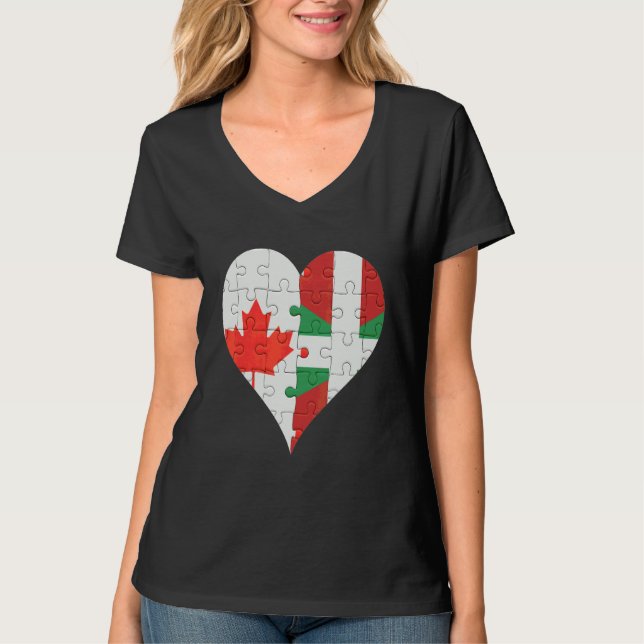 Canadian Basque Flag Heart T-Shirt (Front)