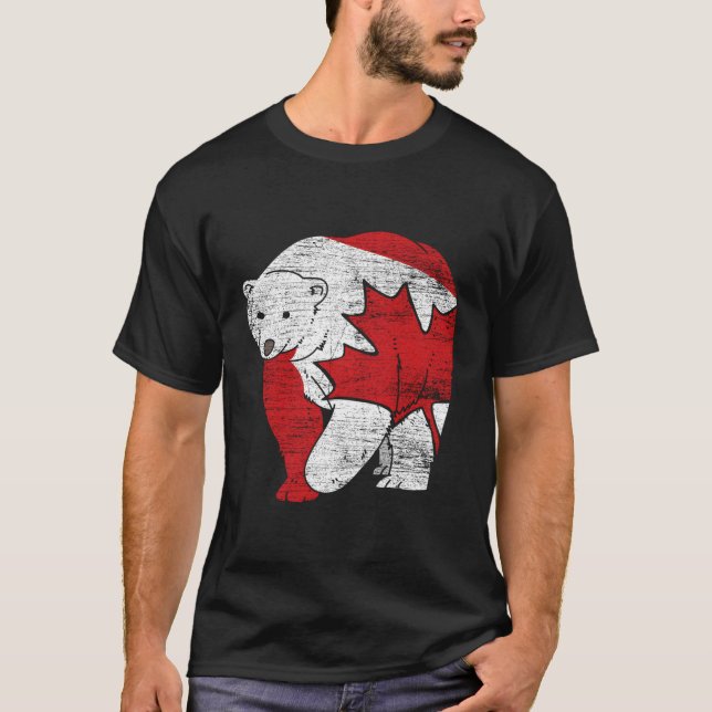 Canadian Bear Maple Leaf Canada T-Shirt (Front)