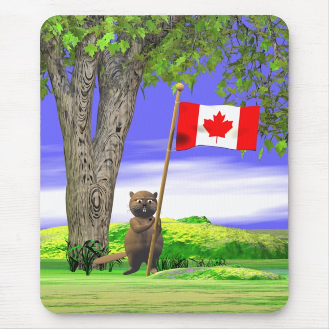 Canadian Beaver and Flag Mouse Mat (Front)