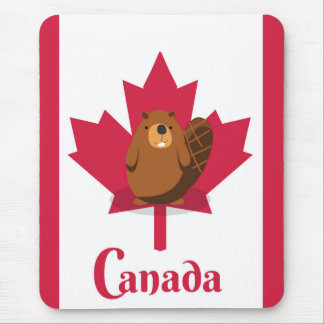 Canadian beaver cartoon travel poster mouse mat
