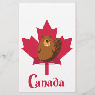 Canadian beaver cartoon travel poster stationery