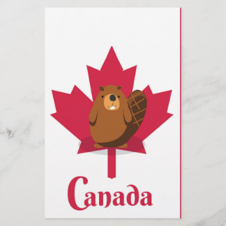 Canadian beaver cartoon travel poster stationery