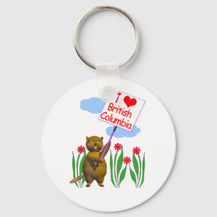 Canadian Beaver Loves British Columbia Key Ring