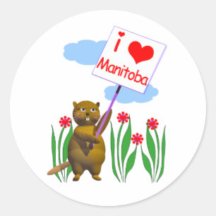 Canadian Beaver Loves Manitoba Classic Round Sticker