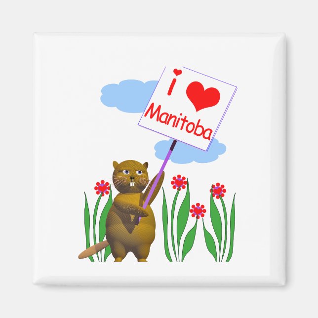 Canadian Beaver Loves Manitoba Magnet (Front)