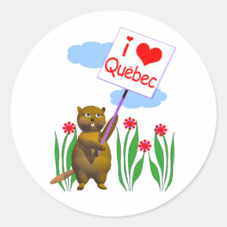 Canadian Beaver Loves Quebec Classic Round Sticker