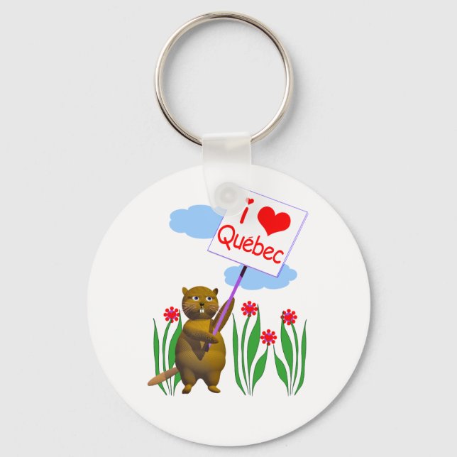 Canadian Beaver Loves Quebec Key Ring (Front)