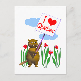 Canadian Beaver Loves Quebec Postcard