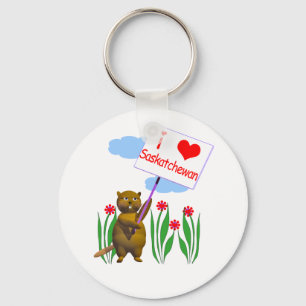 Canadian Beaver Loves Saskatchewan Key Ring