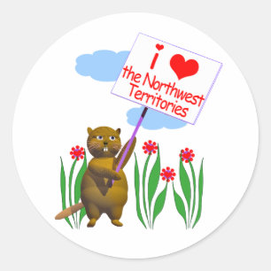 Canadian Beaver Loves the Northwest Territories Classic Round Sticker