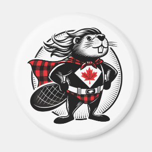 Canadian Beaver Lumberjack Buffalo Plaid Magnet