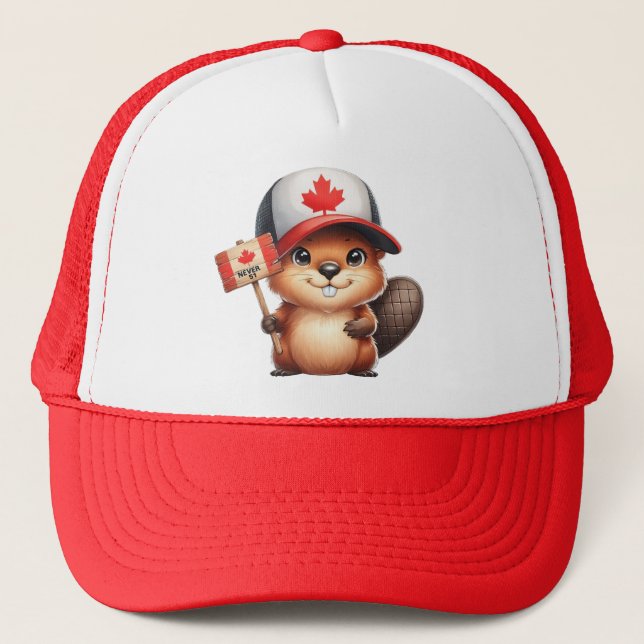 Canadian Beaver Never 51 Trucker Hat (Front)