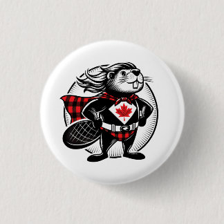 Canadian Beaver Superhero 3 Cm Round Badge