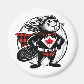 Canadian Beaver Superhero Magnet