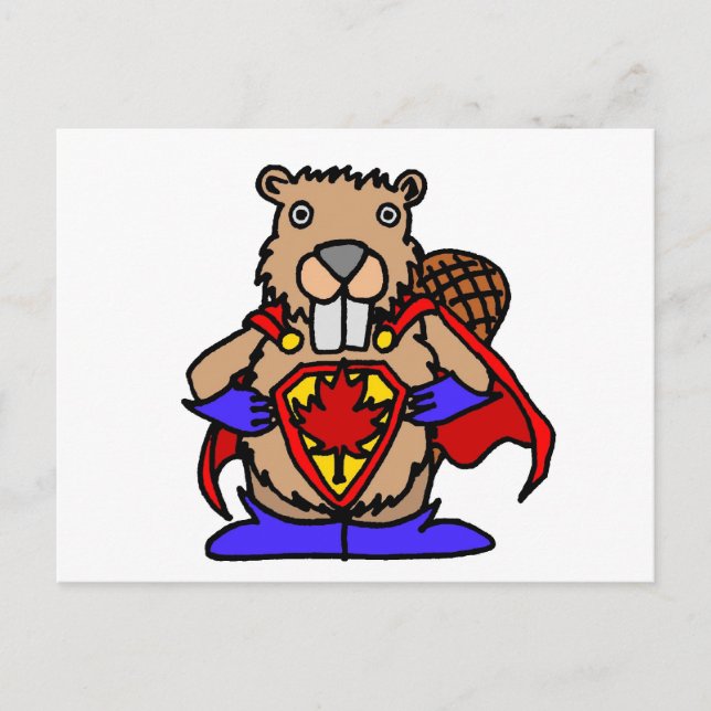 Canadian Beaver Superhero Postcard (Front)