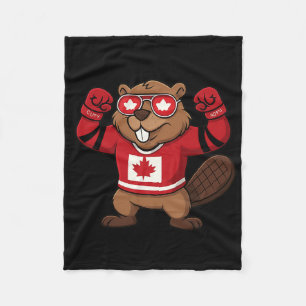 Canadian Beaver Symbol Hockey Flag Shirt 1st July Fleece Blanket