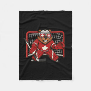 Canadian Beaver Symbol Hockey Goalie Tee 1st July Fleece Blanket
