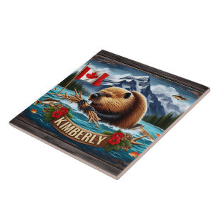 Canadian Beaver With Flag Near Kimberly Tile
