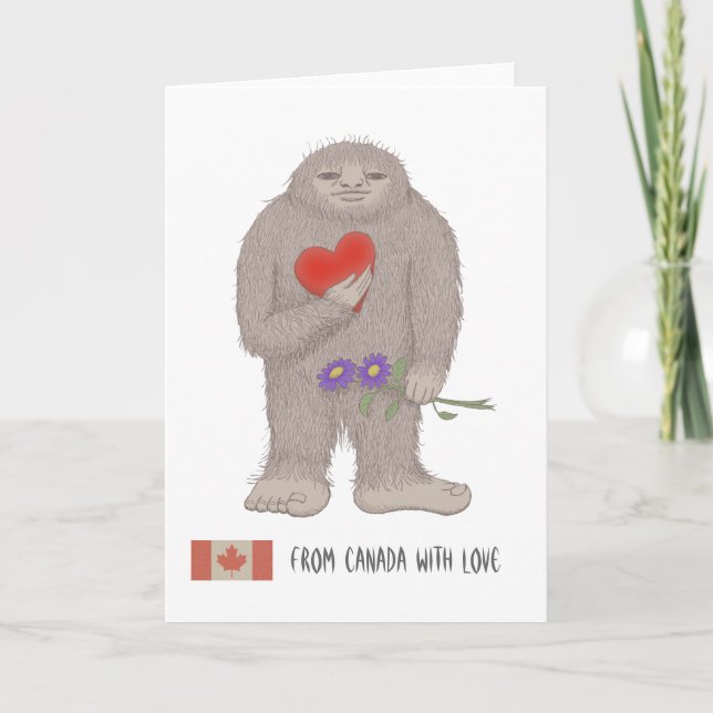 Canadian Bigfoot Sasquatch Valentine's day Card (Front)