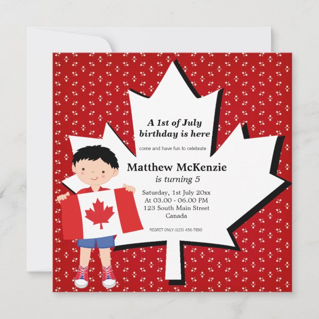 Canadian birthday boy invitation (Front)