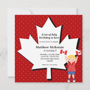 Canadian Birthday boy Invitation
