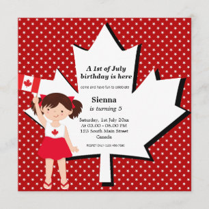 Canadian birthday girl invitation