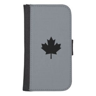 Canadian Black Maple Leaf Decor Samsung S4 Wallet Case
