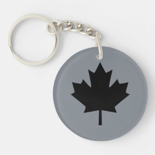 Canadian Black Maple Leaf Design Key Ring