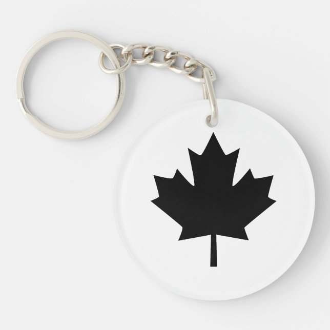 Canadian Black Maple Leaf Design Key Ring (Front)
