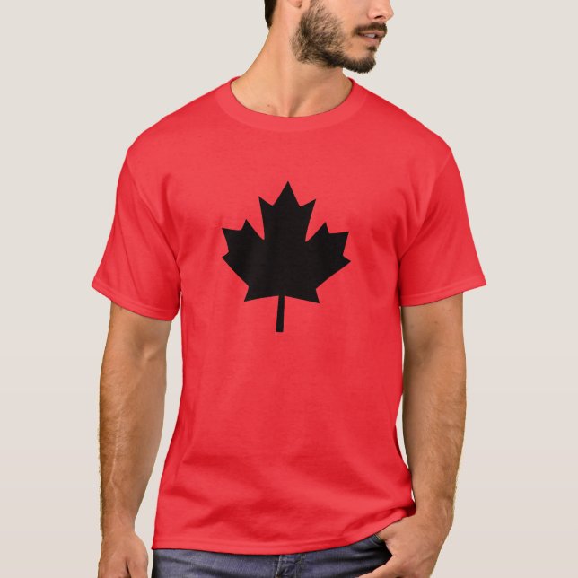 Canadian Black Maple Leaf Design T-Shirt (Front)