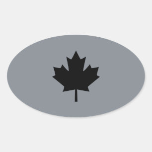 Canadian Black Maple Leaf Display Oval Sticker