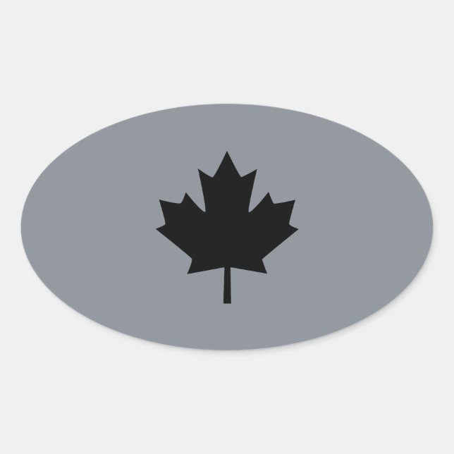 Canadian Black Maple Leaf Display Oval Sticker (Front)